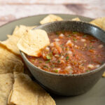 Salsa de Molcajete | Although traditionally make in a stone mortar, you can do it in a food processor or blender. Easy breezy. Roasted tomatoes & chili peppers gave the salsa extra boost of flavors. #salsa #salsademolcajete #tomato #chilipepper #garlic #easyrecipe #mexicanrecipe #appetizer #appetizerrecipe #condiment #dip #dinner #dinnerrecipe #roasted #foodprocessor | The Missing Lokness