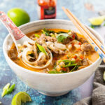 Thai Coconut Curry Beef Noodle Soup #thairecipes #coconutmilk #redcurry #noodlesoup #ricenoodles #beef | The Missing Lokness