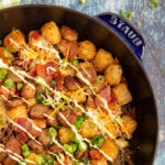Easy Loaded Tater Tots #tatertot #bacon #sausage #tabsaco #baked #breakfast #breakfast #appetizer #appetizerrecipe #gameday #superbowl | The Missing Lokness